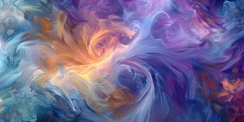 Wall Mural - whispers of misty hues swirling in an ethereal dance, forming a dreamy and enchanting abstract celeb