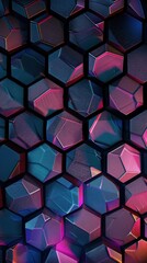 Wall Mural - whimsical hexagonal patterns in a lively, neon color palette against a dark, mysterious background, 
