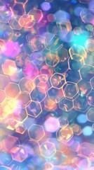 Wall Mural - whimsical hexagonal patterns dance across a dreamy, pastel-infused background, creating a serene and