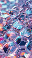 Wall Mural - vibrant hexagonal patterns cascade across a gradient sky-blue backdrop, creating a sense of movement
