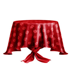 Wall Mural - image of a festive holiday tablecloth, isolated on a white background.