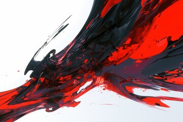 Wall Mural - Vibrant red fluid motion with black intricate patterns and textures