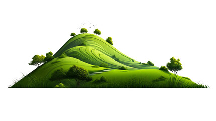 Poster - rolling green hill, isolated on a white background.