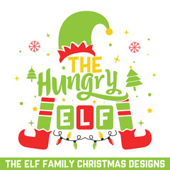 Wall Mural - The hungry elf merry Christmas designs, Merry Christmas family life svg designs