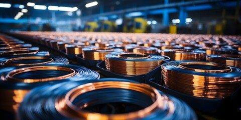 Metal Coils in Metalworking: Essential for Annealing and Wire Drawing Processes. Concept Metalworking, Metal Coils, Annealing, Wire Drawing, Manufacturing Processes