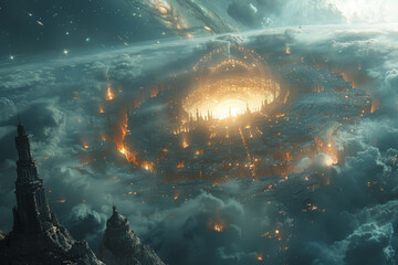 Wall Mural - an ancient city layout that mirrors the constellations. concept of architectural design and cosmic i