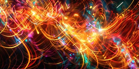 Wall Mural - intricate patterns of shimmering light dancing across a canvas of darkness, evoking a sense of jubil