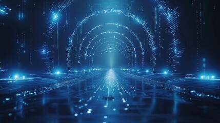 Abstract digital tunnel with light effects