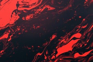 Wall Mural - Red fluid motion with black dynamic patterns and abstract shapes