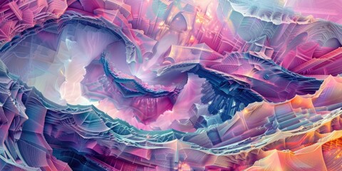 Wall Mural - interlocking layers of crystalline structures refracting light in a mesmerizing display of abstract 