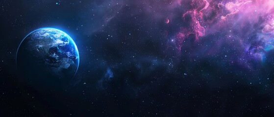 Wall Mural - space galaxy and universe with earth on dark background for adventure.