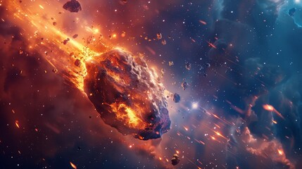 Wall Mural - comet or meteor explosion in galaxy