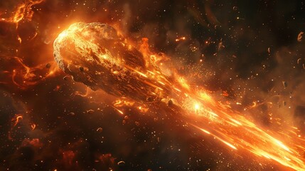 Wall Mural - comet or meteor explosion in galaxy