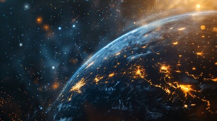 Wall Mural - space galaxy and universe with earth on dark background for adventure.