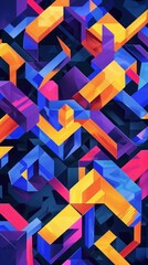 Wall Mural - hexagonal shapes intersect with dynamic, overlapping forms on a vibrant, energetic background, a dan