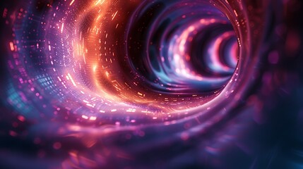 Wall Mural - A 3D render of the Algorithmic Abyss, depicting spiraling algorithms in purple and teal that descend into a digital grid.