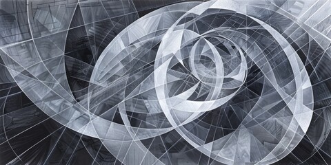 Wall Mural - geometric patterns intertwine and intersect, weaving a complex web of lines and shapes that seem to 