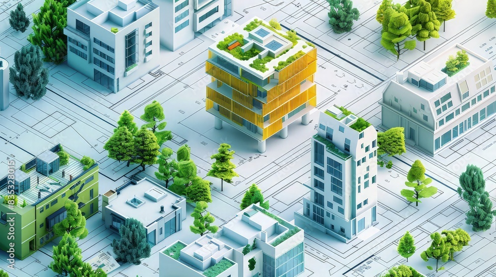 Climate Adaptable Building Vector A set of vector icons showcasing modern eco-building techniques like ...
