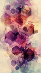Wall Mural - geometric harmony unfolds as hexagons intertwine with organic shapes against a soft, ethereal backgr