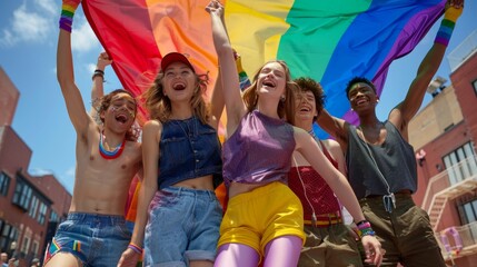 Canvas Print - The Diverse Group Celebrating Pride