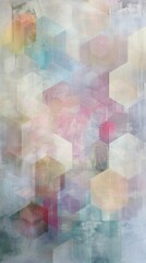 Wall Mural - delicate hexagonal motifs in soft, pastel tones against a subtle, textured background, a serene comp