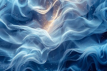 Canvas Print - Background of blue and white image of a wave with a lot of sparkles. Dreamy, ethereal quality to it