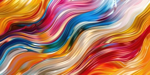 Wall Mural - cascading waves of color merging and diverging, creating a mesmerizing abstract composition that cap