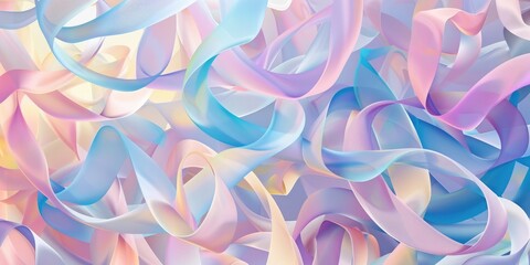 Wall Mural - cascading ribbons of pastel shades intertwining in a graceful dance, painting a picture of whimsical