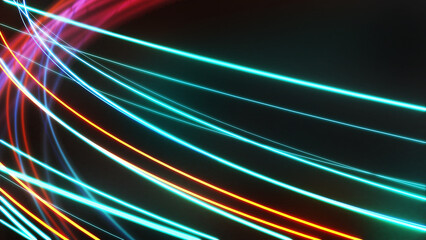 Wall Mural - speed motion on night,neon light wave motion,abstract image of future technology concept,3d renderin