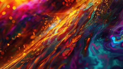 Wall Mural - bold bursts of amber light weaving through a neon-tinged backdrop, contrasting against a canvas aliv