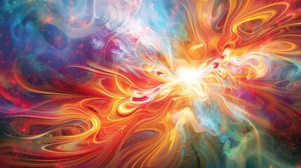 Wall Mural - a vibrant burst of colors against a canvas of swirling, ethereal patterns, creating a captivating im