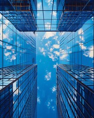 Wall Mural - View of skyscrapers in downtown at day