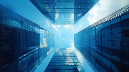 Wall Mural - View of skyscrapers in downtown at day