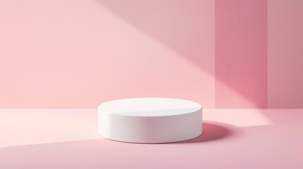 Poster - A white round object placed on top of a pink floor.