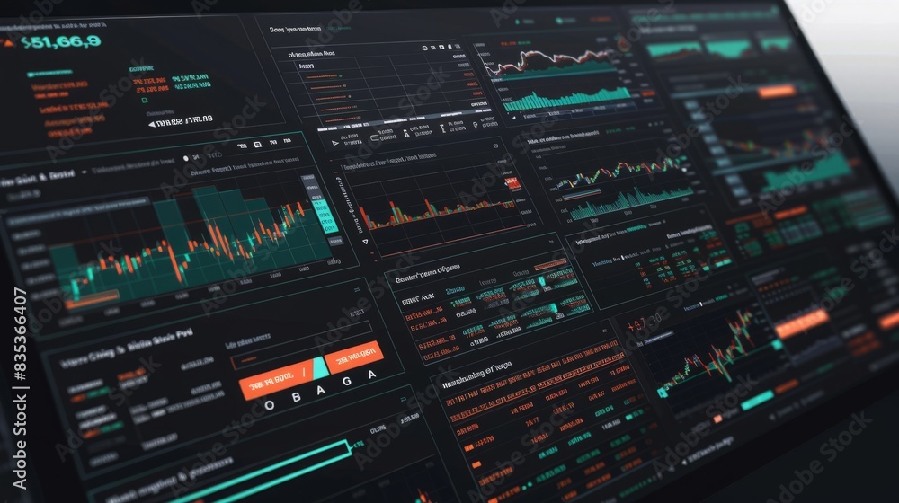 Computer screen showing a multitude of data sets and information in ...