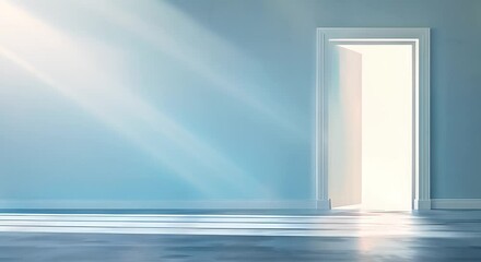 Wall Mural - Symbolic Representation of Hope for Future in Artificial Intelligence Advancement through Sunlight Entering Doorway. Concept Artificial Intelligence Advancement, Symbolism of Hope
