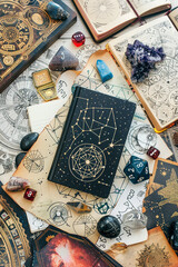 astrology. astrologer calculates natal chart and makes a forecast of fate tarot cards, fortune telli