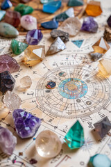 Wall Mural - astrology. astrologer calculates natal chart and makes a forecast of fate tarot cards, fortune telli