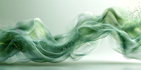 Poster - Abstract Green Smoke Waves on Light Background