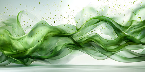 Poster - Abstract Green Smoke Waves on Light Background