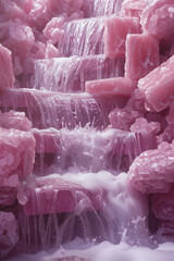 Aufkleber - A cotton candy waterfall cascading down a stack of candy rocks,