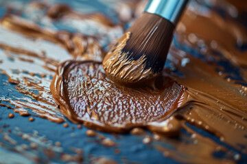 Poster - Macro shot of foundation being blended on the skin, showing the smooth texture and even coverage,