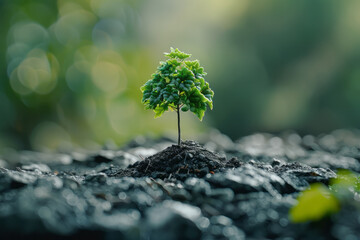 Leinwandbilder - An animation of a tree growing from a small seedling into a large tree, with each stage labeled as different business milestones,