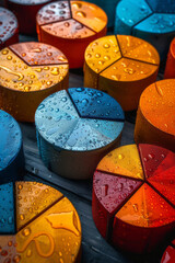 Leinwandbilder - A series of pie charts that gradually show larger segments for profit and market share over time,