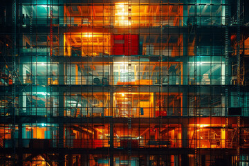 Poster - An animation of a building being constructed floor by floor, symbolizing the steady growth of a business,