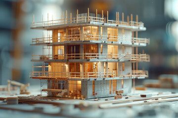 Poster - An animation of a building being constructed floor by floor, symbolizing the steady growth of a business,