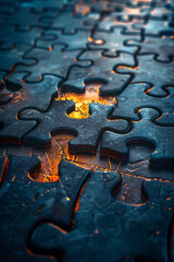 Leinwandbilder - An animation of a puzzle coming together piece by piece, symbolizing the development of a comprehensive business strategy,