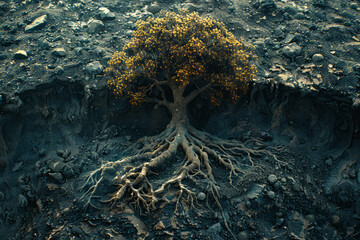 Leinwandbilder - An animation of a tree growing from the roots up, each branch representing a different aspect of a business strategy,