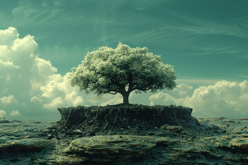 Leinwandbilder - An animation of a tree growing from the roots up, each branch representing a different aspect of a business strategy,