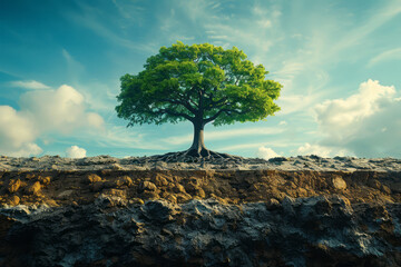 Leinwandbilder - An animation of a tree growing from the roots up, each branch representing a different aspect of a business strategy,